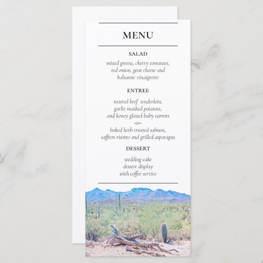 Menu Arizona Desert Reception (Voorkant / Achterkant)