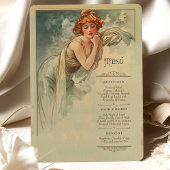 Menu Art Nouveau Trouwdiner Kaart