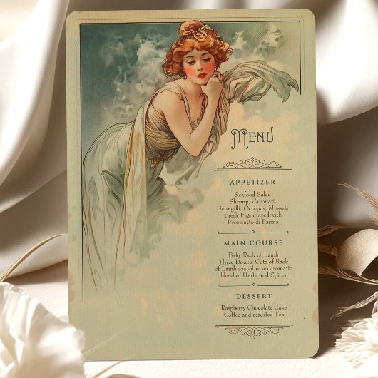 Menu Art Nouveau Trouwdiner Kaart