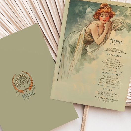 Menu Art Nouveau Trouwdiner Kaart
