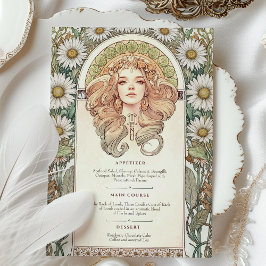 Menu Art Nouveau Trouwdiner Kaart