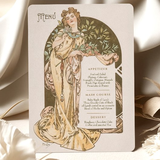 Menu Art Nouveau Weddenrennen door Mucha Kaart