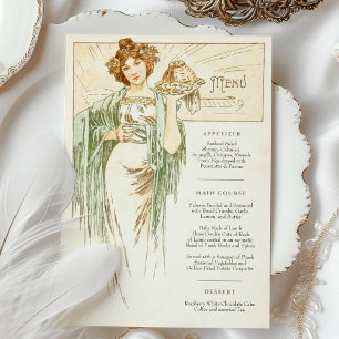 Menu Art Nouveau Weddenrennen door Mucha Kaart