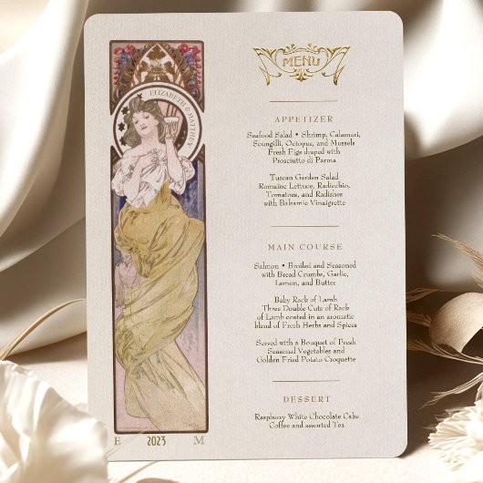 Menu Art Nouveau Weddenrennen door Mucha Kaart
