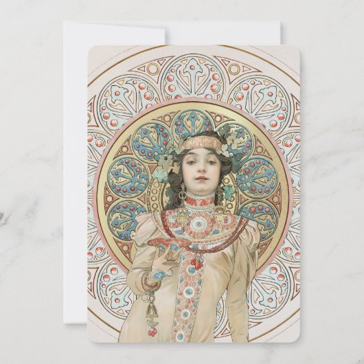 Menu Art Nouveau Weddenrennen door Mucha Kaart (Achterkant)