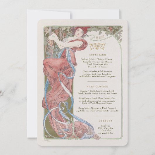 Menu Art Nouveau Weddenrennen door Mucha Kaart (Voorkant)