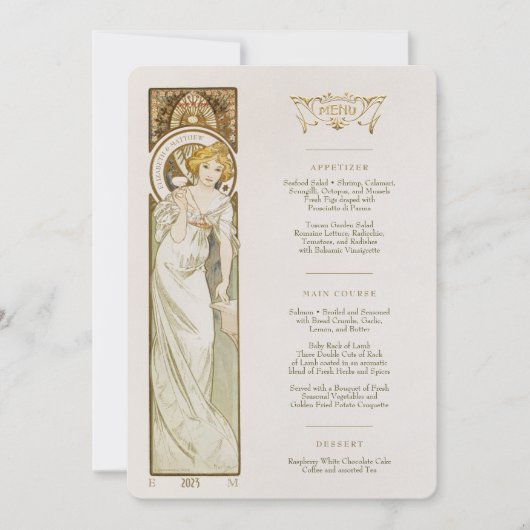 Menu Art Nouveau Weddenrennen door Mucha Kaart (Voorkant)