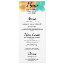 Menu Artsy Gouache Waterverf Wedding