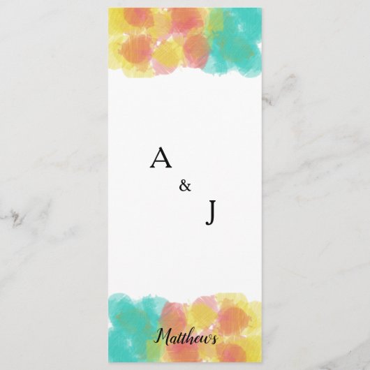 Menu Artsy Gouache Waterverf Wedding (Achterkant)