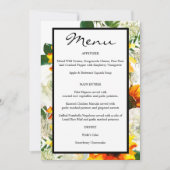 Menu Artsy Sunflower Floral - Wit Kaart (Voorkant)