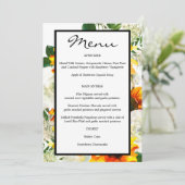Menu Artsy Sunflower Floral - Wit Kaart (Staand voorkant)