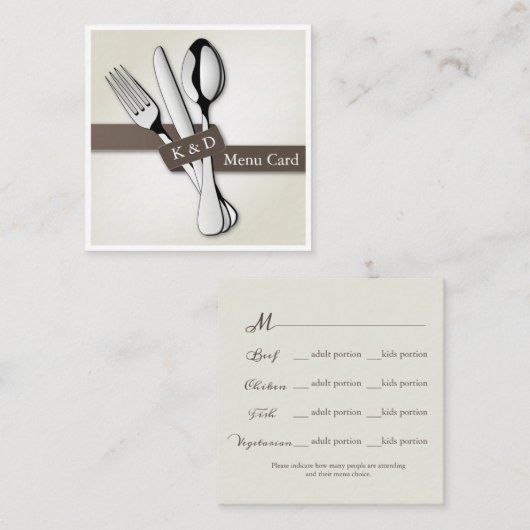 Menu/Attach Card voor RSVP Vierkante Visitekaartje (Voorkant / Achterkant)