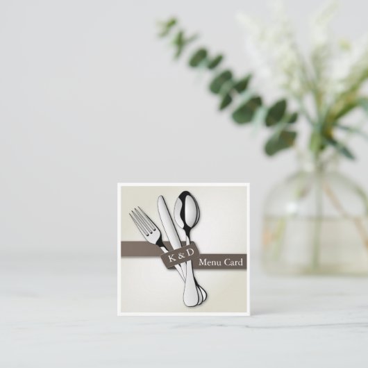 Menu/Attach Card voor RSVP Vierkante Visitekaartje (Staand voorkant)