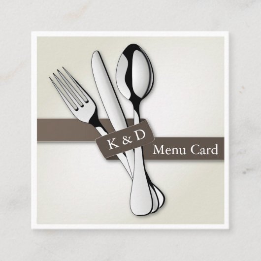 Menu/Attach Card voor RSVP Vierkante Visitekaartje (Voorkant)