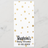 Menu Baby Shower "Gouden Baby Pinguïn" (Achterkant)