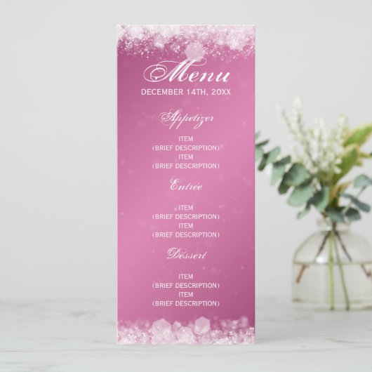 Menu Baby shower Night Sparkle Pink Kaart (Staand voorkant)