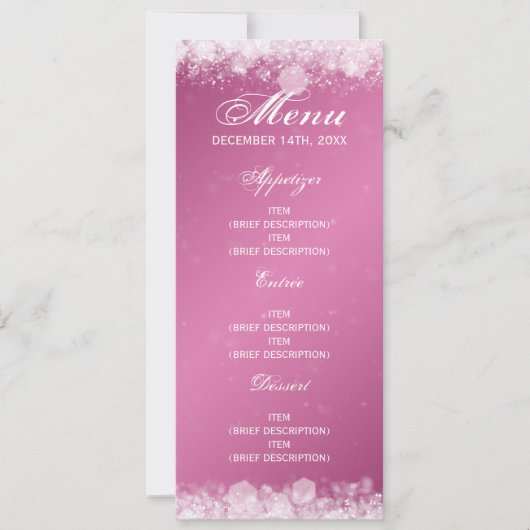 Menu Baby shower Night Sparkle Pink Kaart (Voorkant)