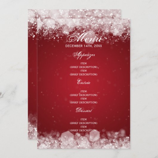 Menu Baby shower Night Sparkle Red Kaart (Voorkant / Achterkant)