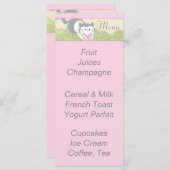 Menu baby shower "Pink Cat Library" (Voorkant / Achterkant)