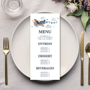 Menu Baby shower vliegtuigwolken