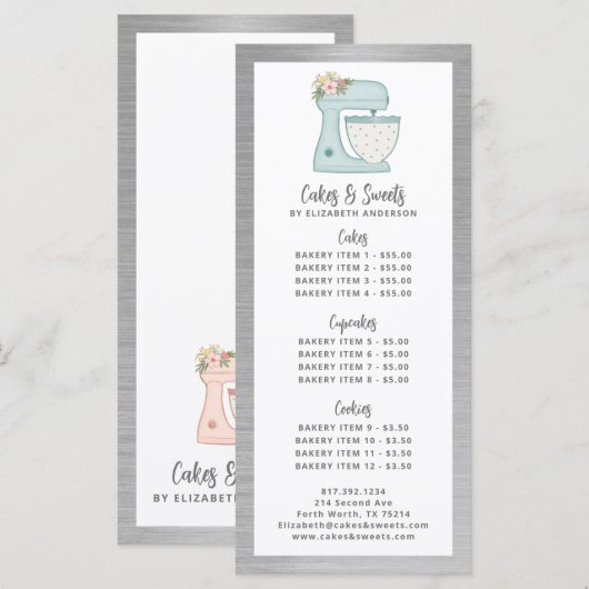 Menu Bakery Pastry Chef Dessert (Voorkant / Achterkant)