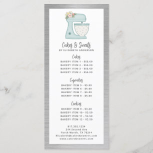 Menu Bakery Pastry Chef Dessert