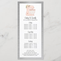 Menu Bakery Pastry Chef Dessert