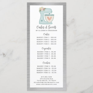 Menu Bakery Pastry Chef Dessert