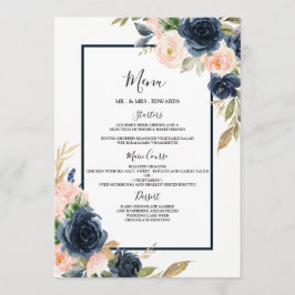 Menu Band marineslag/Blush Floral Wedding Verlovin