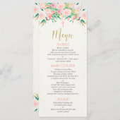menu Baptism Christening Floral (Voorkant / Achterkant)