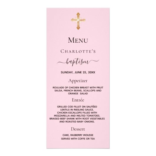 menu Baptisme meisje roze pastels (Voorkant)