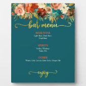 Menu Bar — Blauwgroen en Oranje Floral Fotoplaat (Voorkant)