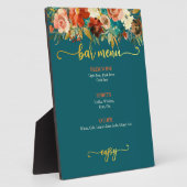 Menu Bar — Blauwgroen en Oranje Floral Fotoplaat (Zijkant)