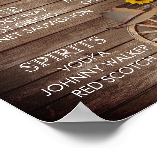 Menu Bar - Country Wood Barrel Weddenschap Poster (Hoek)