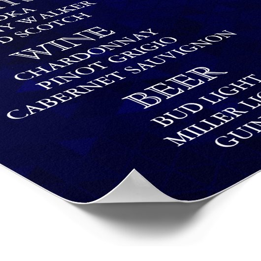 Menu Bar - Donkerblauw en geel Poster (Hoek)