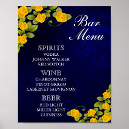 Menu Bar - Donkerblauw en geel Poster