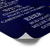 Menu Bar - Donkerblauw en koraal Roos ventilator Poster (Hoek)