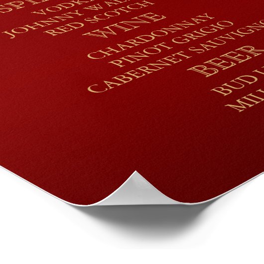 Menu Bar - Gold Confetti Maroon Poster (Hoek)