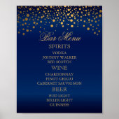 Menu Bar - Gold Confetti-Stippen op Navy Blue Poster (Voorkant)