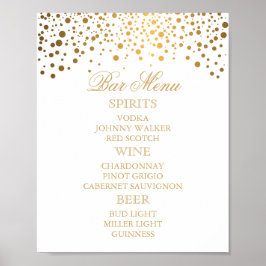 Menu Bar - Gold Confetti-Stippen op wit Poster