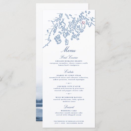 Menu - Bar Harbour Maine Penobscot Bay-kaart (Voorkant / Achterkant)