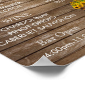 Menu Bar - Houtsvat met zonnebloemen Poster (Hoek)