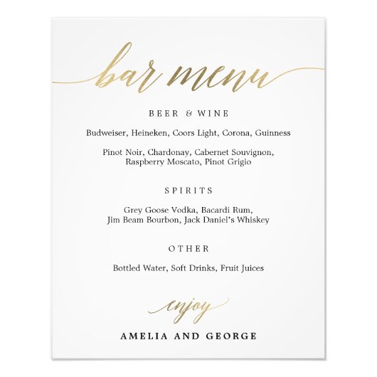 Menu Bar Kies uw grootte Foto Afdruk (Voorkant)