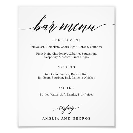 Menu Bar Kies uw grootte Foto Afdruk (Voorkant)