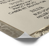 Menu Bar - Paarse Floral & Antiek Silver Damask Poster (Hoek)