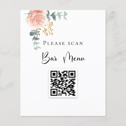Menu Bar QR code blush florale eucalyptus (Achterkant)