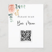 Menu Bar QR code blush florale eucalyptus (Voorkant)
