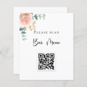 Menu Bar QR code blush florale eucalyptus (Voorkant / Achterkant)