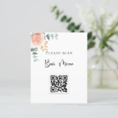 Menu Bar QR code blush florale eucalyptus (Staand voorkant)