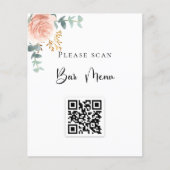 Menu Bar QR code blush florale eucalyptus (Voorkant)